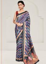 Tussar Silk Blue Casual Wear Kalamkari Work Saree